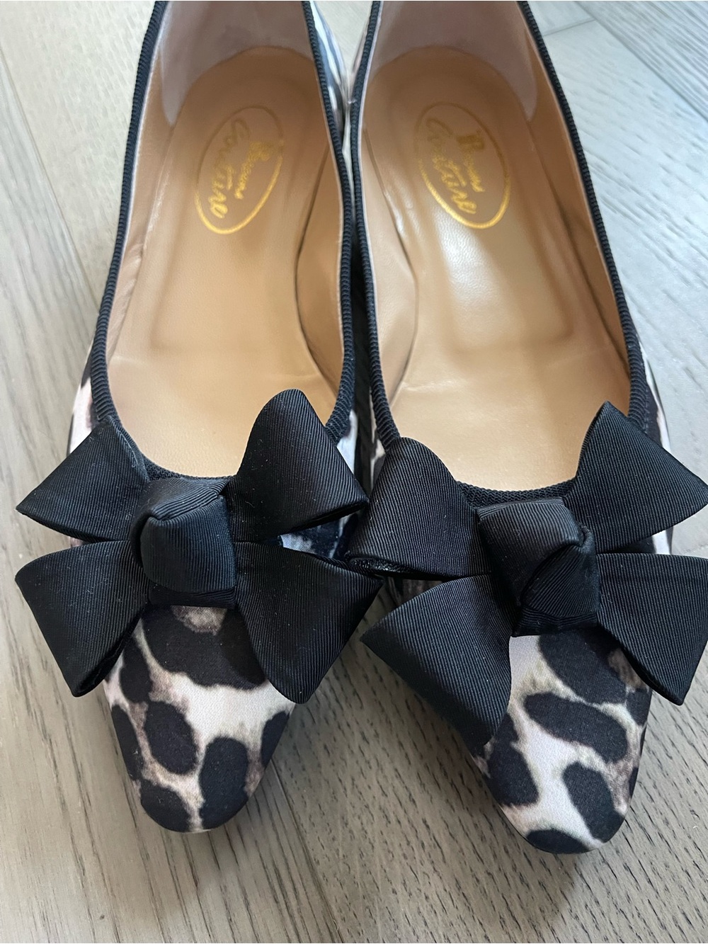 Leopard Print Ballet Flats with Black Bow Accent - Picture 7 of 7